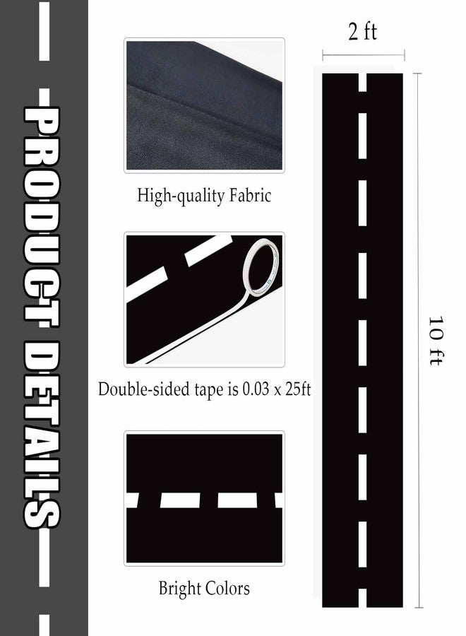MUNILAIL 10 ft Road Floor Runner Race Car Theme Party Decorations Long Runner Rug for Birthday Racing Car Party Supplies Race Track Table Runner - Image 2